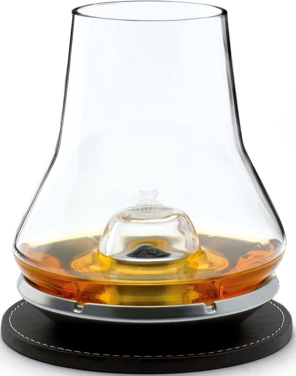 Peugeot whiskysmagningssæt (glas + metalbund + bordskåner)