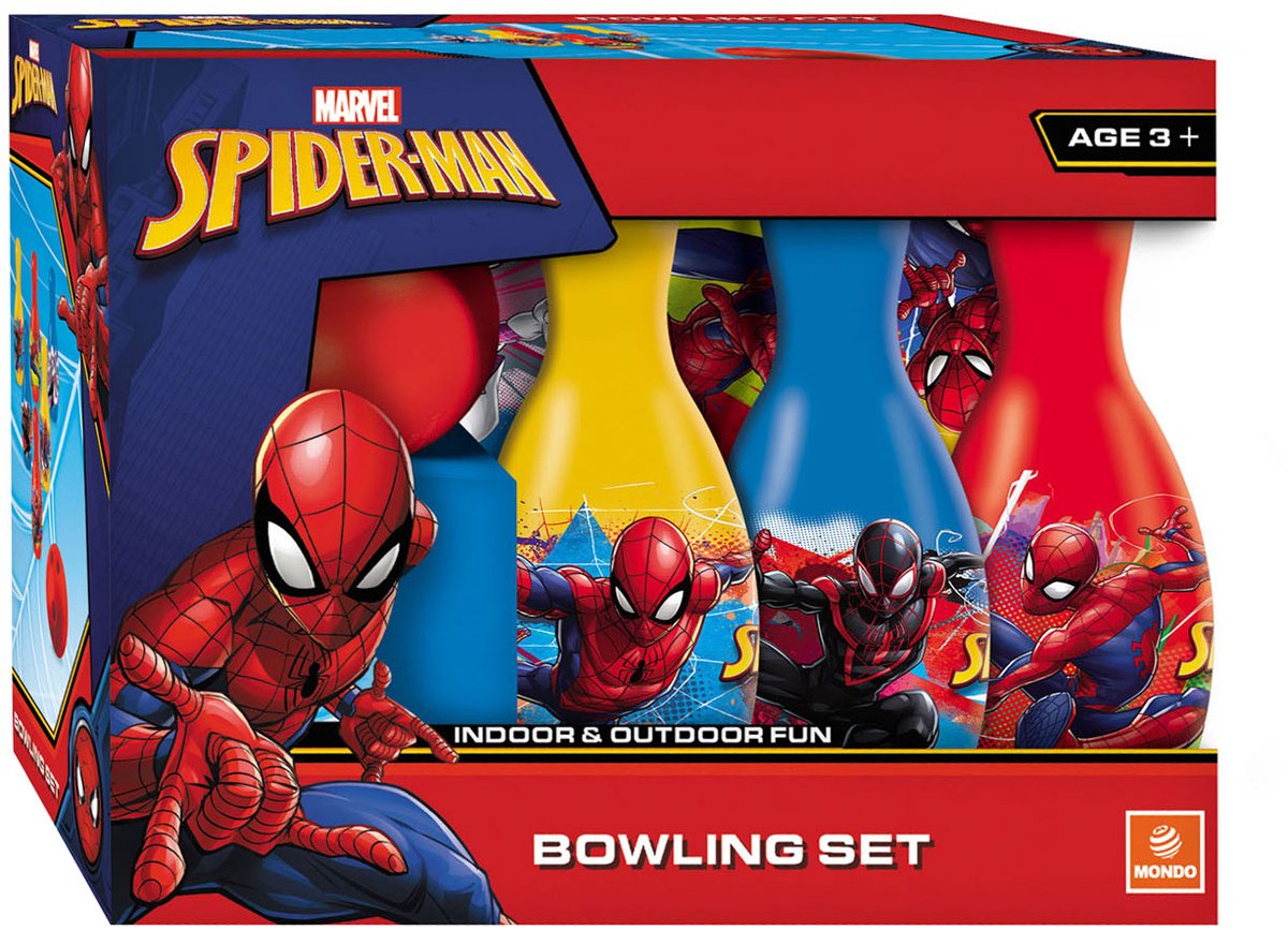 Mondo Bowling set Spiderman 7 pieces.