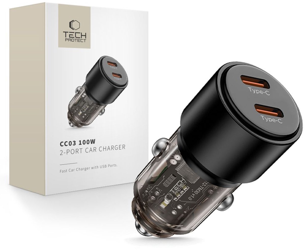 Tech-Protect Car Charger CC03 2-Ports PD100W - Black