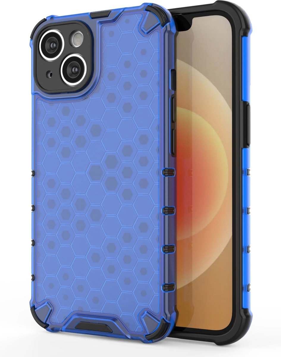 Hurtel Honeycomb Case for iPhone 14 Armored Hybrid Cover Blue