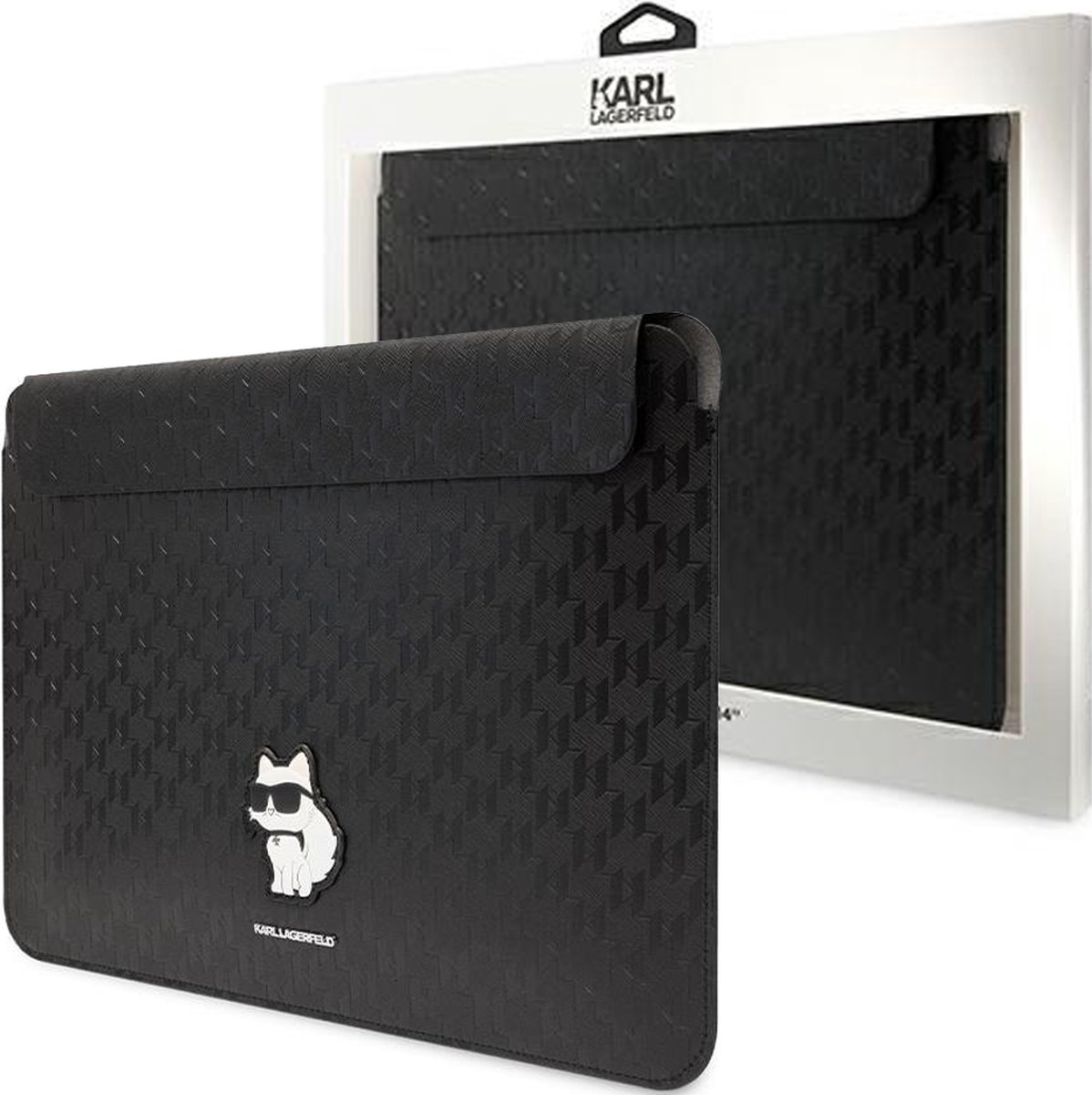 Karl Lagerfeld Saffiano Monogram Choupette case for a 16" laptop - black