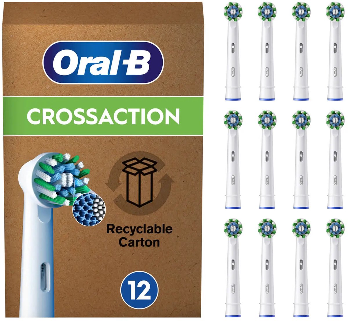Oral-B Tandbørstehoveder Cross Action 12 pcs Letterbox