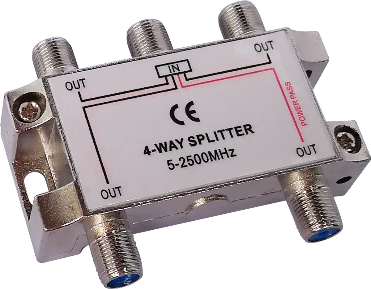 Deltaco - splitter - 4-way F-connectors DC pass Class A