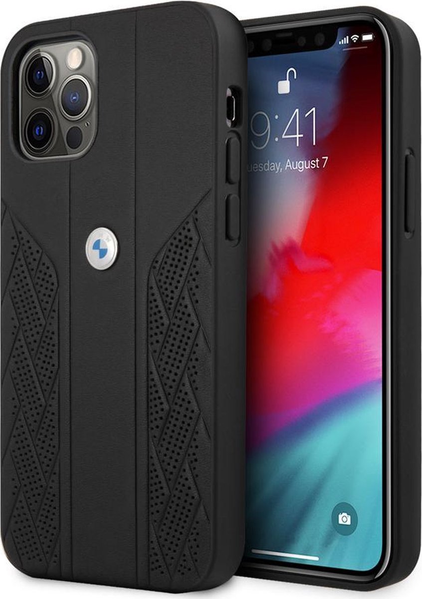 BMW Leather Curve Perforate Case for iPhone 12 / iPhone 12 Pro - Black