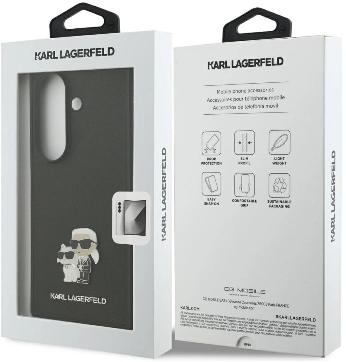 Karl Lagerfeld Saffiano Karl&Choupette Pin Case for Samsung Galaxy Z Fold7 - Black