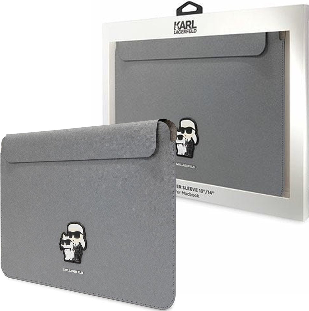 Karl Lagerfeld Saffiano Karl&Choupette case for a 14" laptop - silver