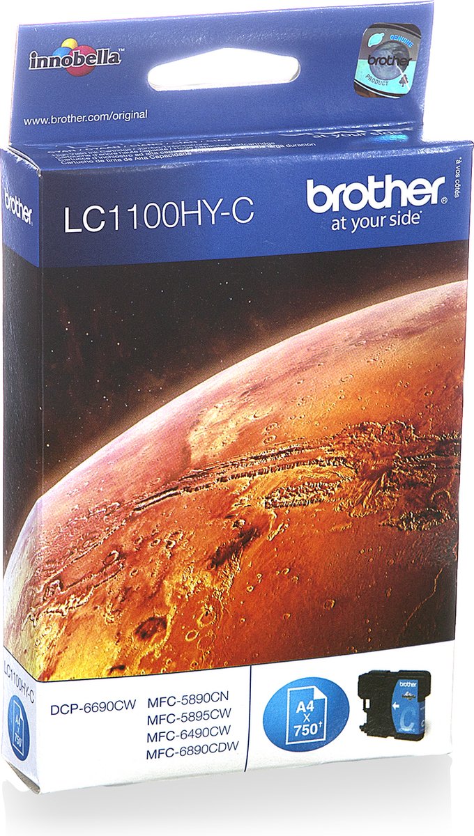 Brother LC1100HYC - High Yield - Cyan Ink - Blækpatron Cyan