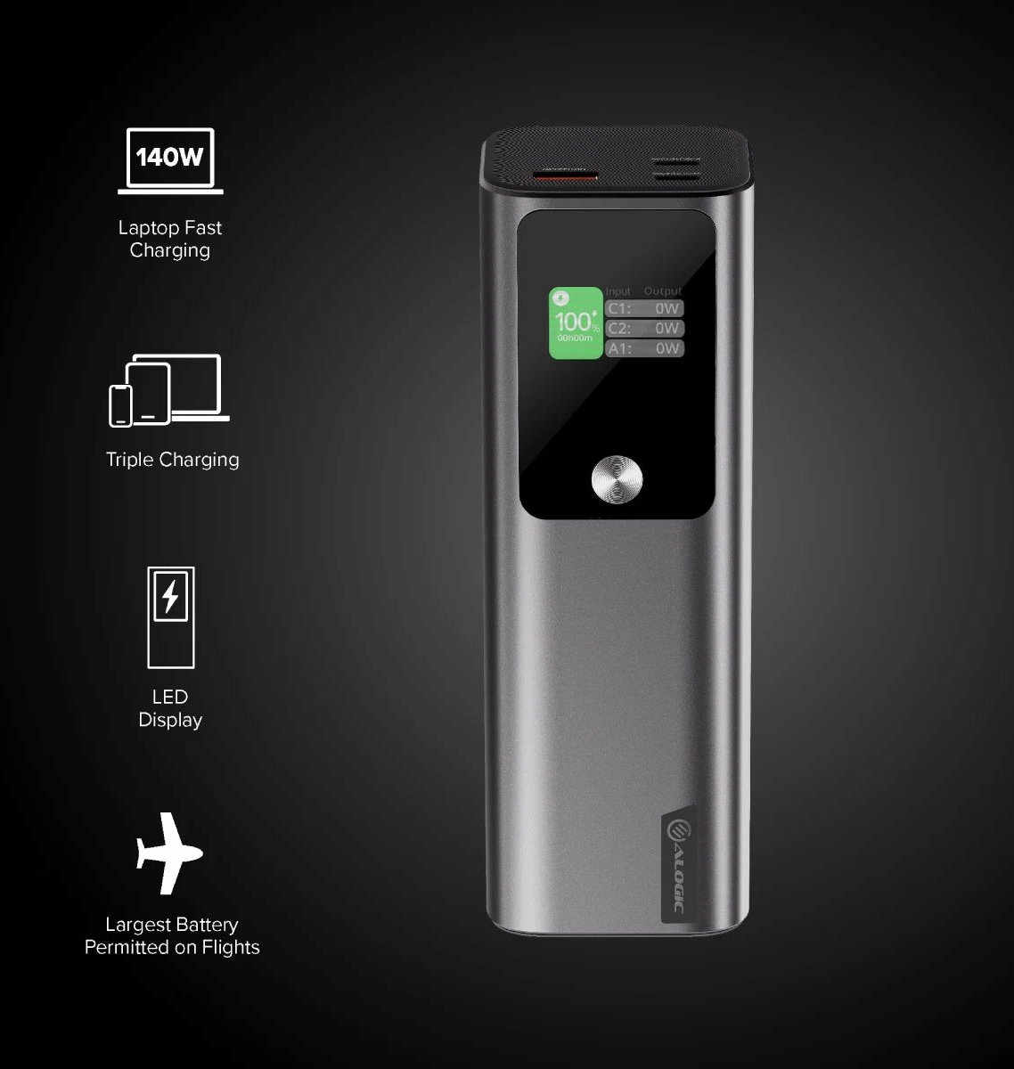Alogic Ark Powerbank 140w 27000mah Silver