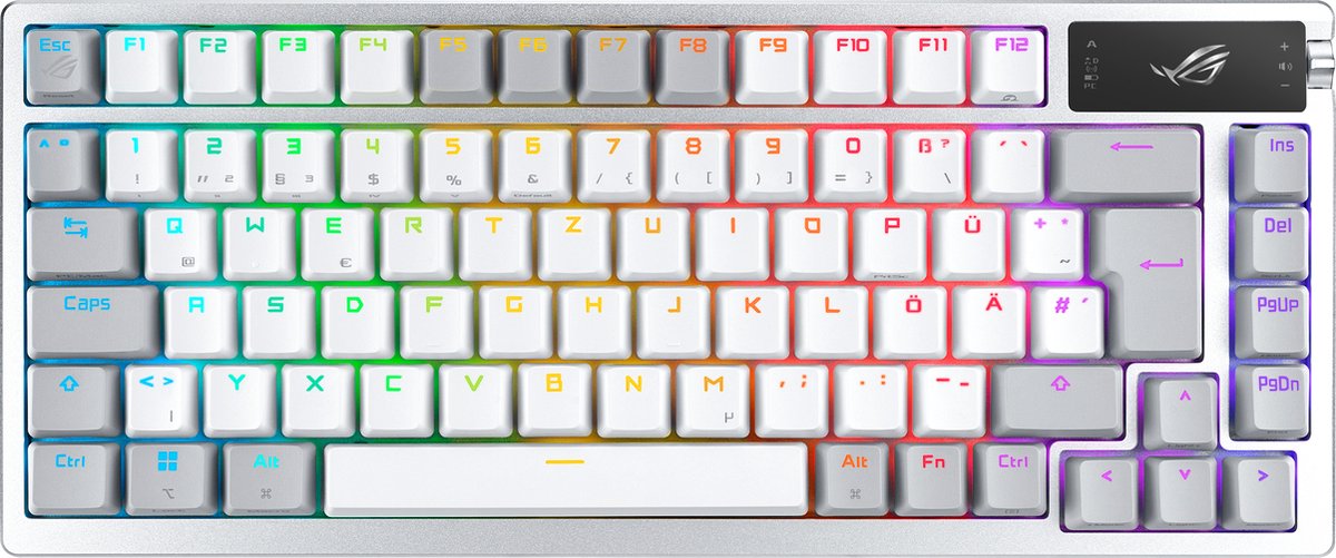Asus ROG Azoth 75 Gaming Wireless PBT Keycaps Snow Switches - Moonlight White