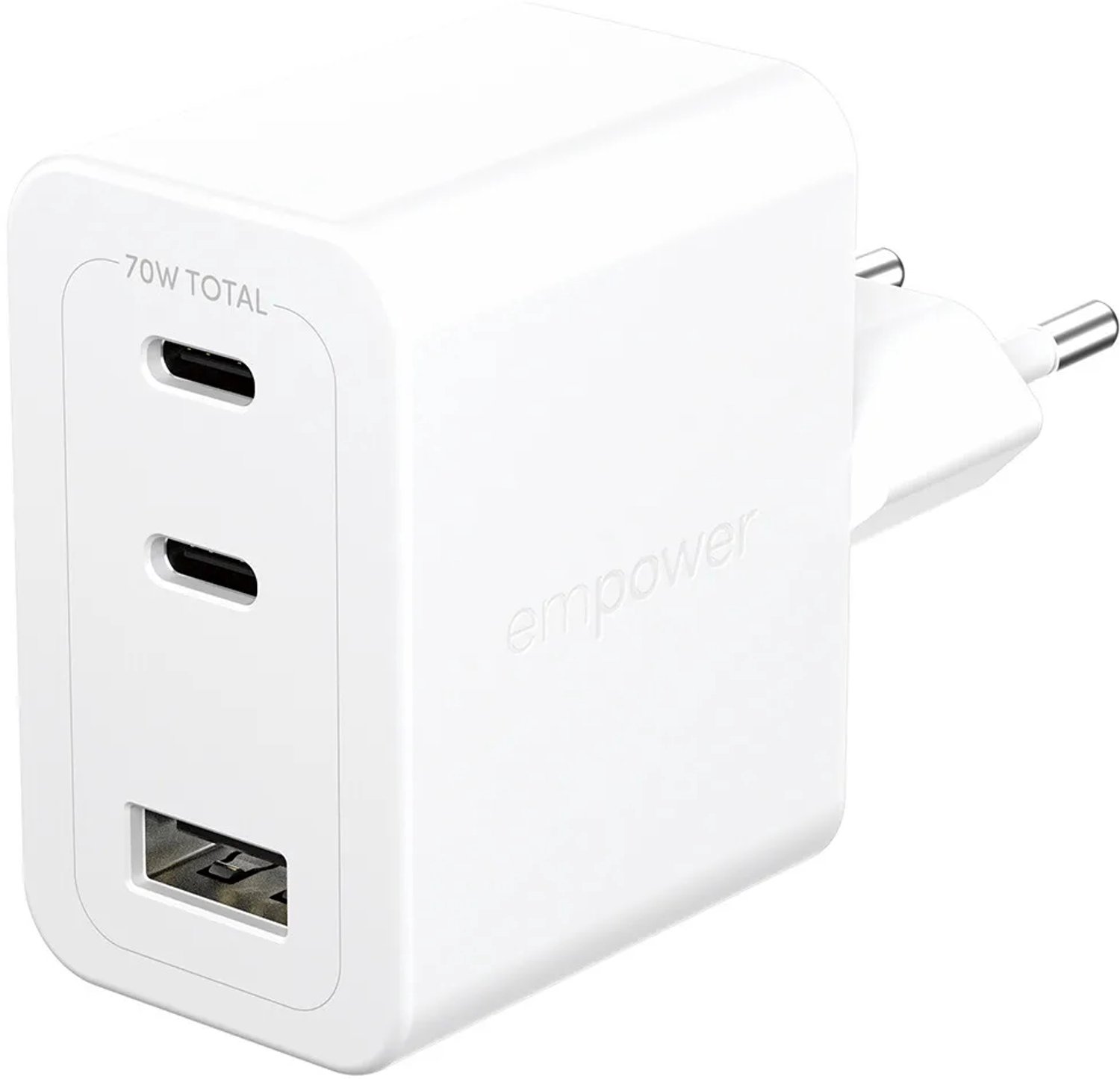 empower by PanzerGlass Turbo 70W Multiple Charger incl. 2 x USB-C + USB-A | EU Plug | Silver White