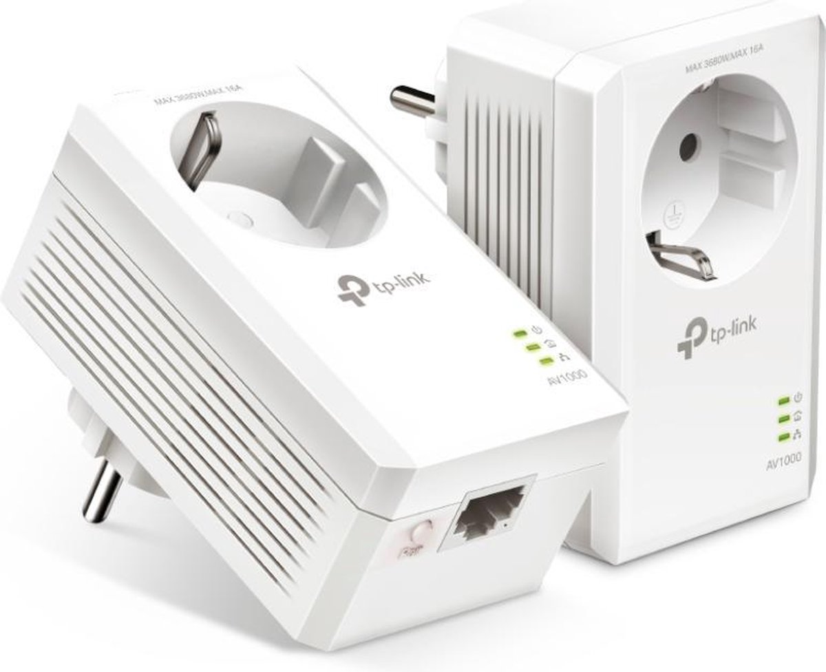TP-Link TL-PA7017P KIT (2-pack) AV1000 Gigabit Passthrough Powerline Starter Kit Homeplug / PowerLine