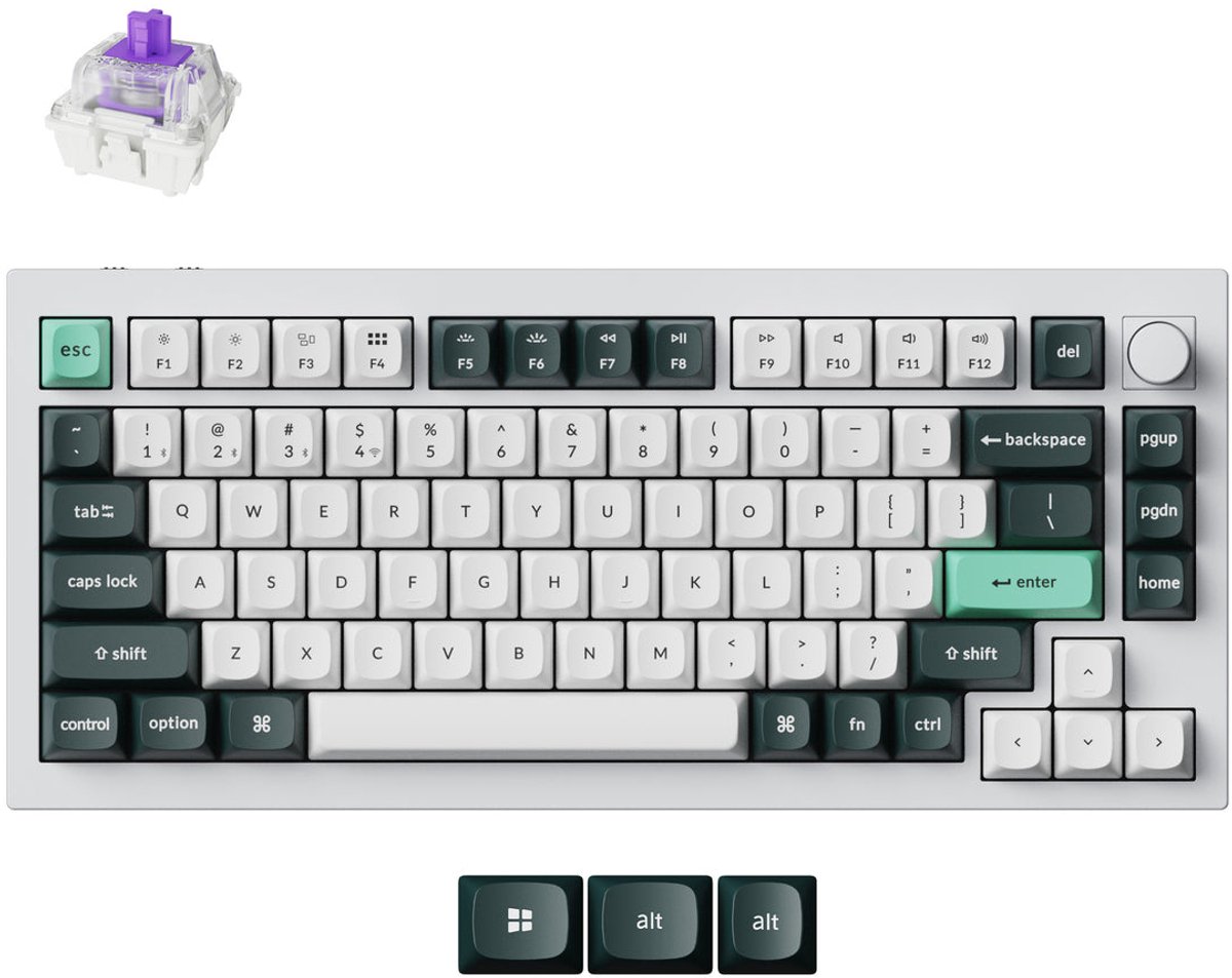 Keychron Q1 HE 75% Knob Wireless Tri-Mode Gateron 2.0 Nebula Magnetic Shell White - ND - Gaming Tangentbord - Nordisk - Vit