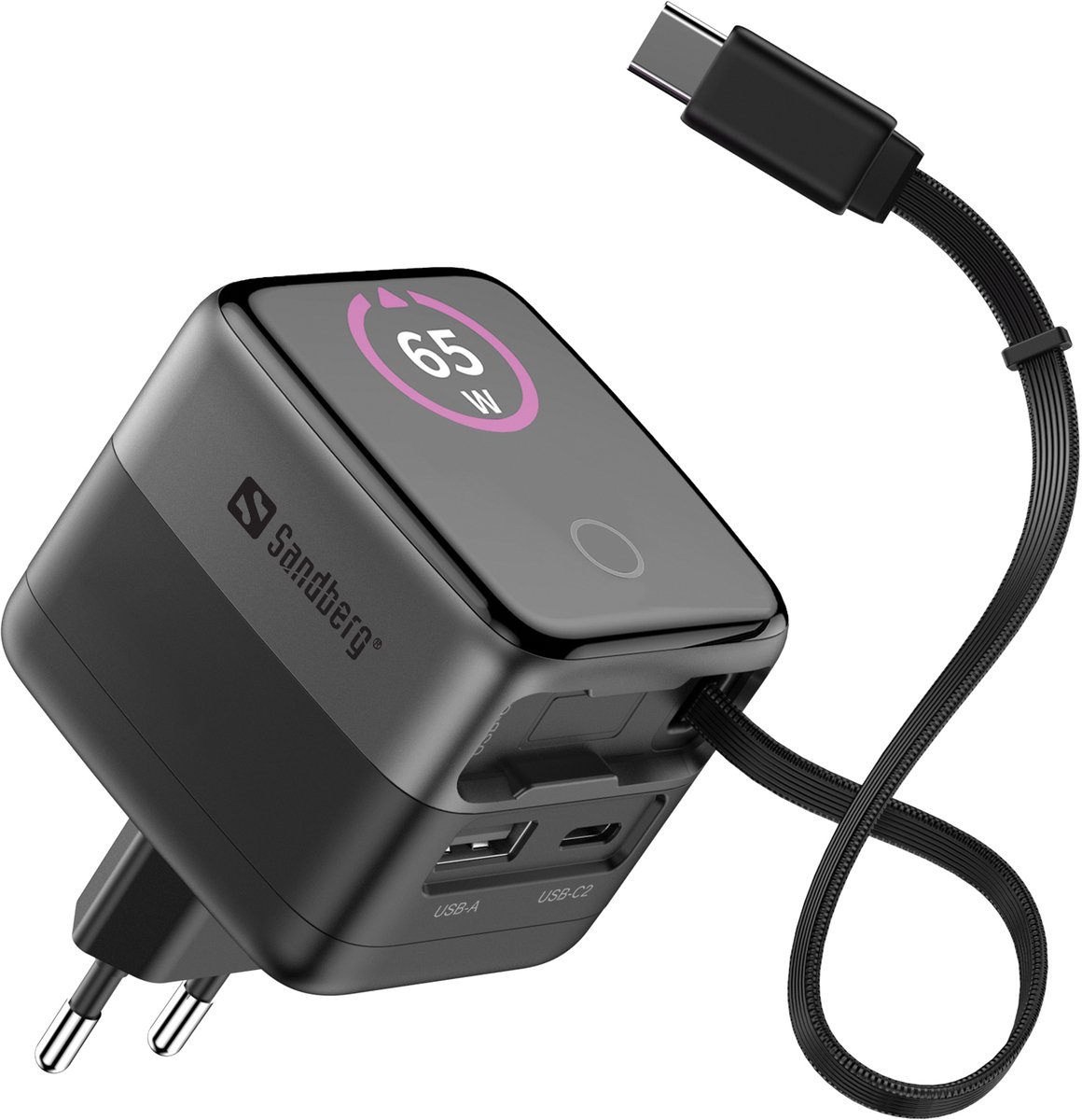 Sandberg Travel Charger PD65W Display + Cable