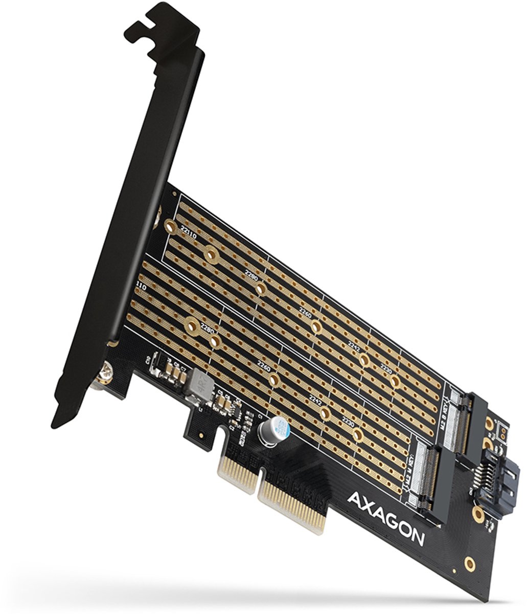 AXAGON PCEM2-D - Lagringsstyrenhet - M.2 NVMe-kort / SATA 6 Gbit/s - PCIe 3.0 x4