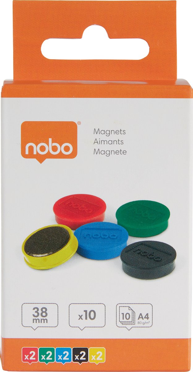 Nobo Magneter Mixade Färger 38mm 10st - Whiteboard