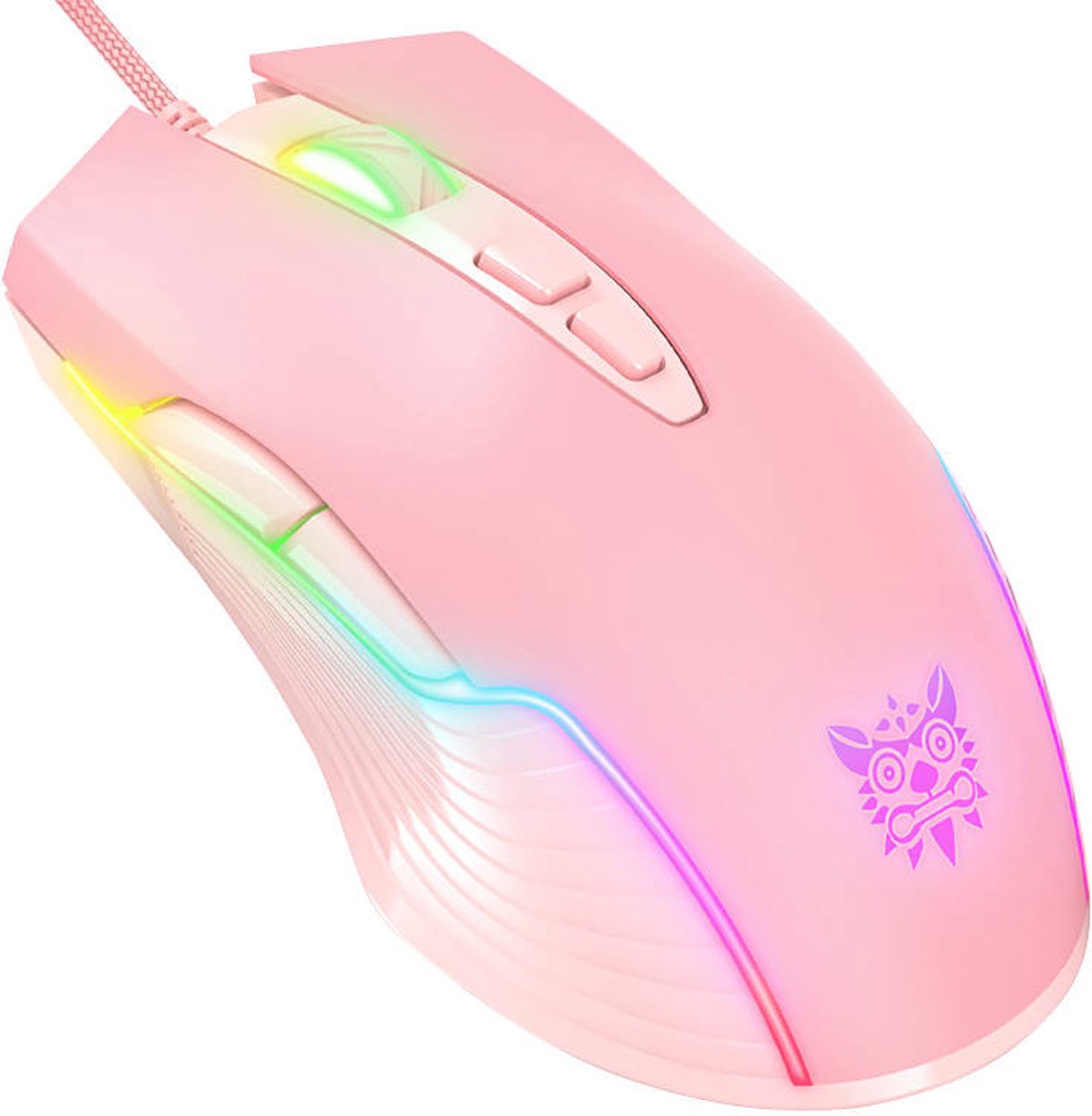 ONIKUMA CW905 Wired - Gamingmus - Optic - 7 knappar - Rosa med RGB