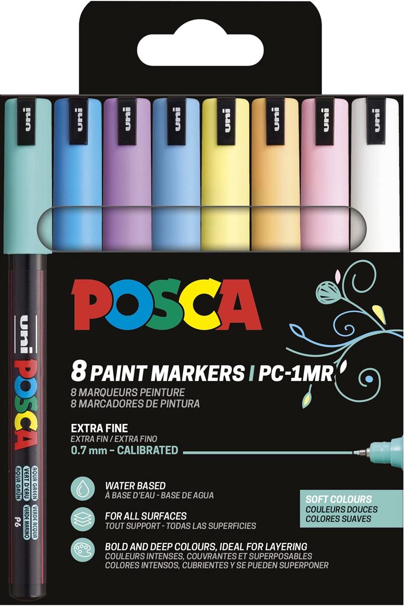 POSCA Marker sæt Soft Colors PC-1MR 8 ass.