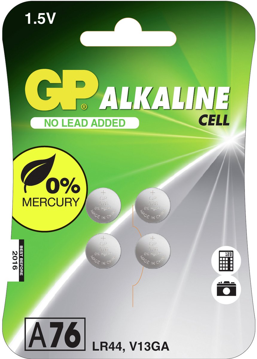 GP Batteries Alkaline Cell A76/LR44 1.5V 4-pack
