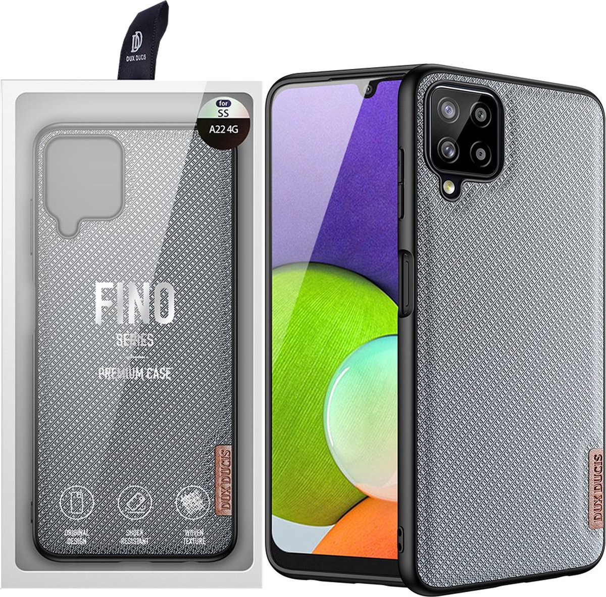 Dux Ducis Fino Case Cover Covered With Nylon Material Samsung Galaxy A22 4G Grey