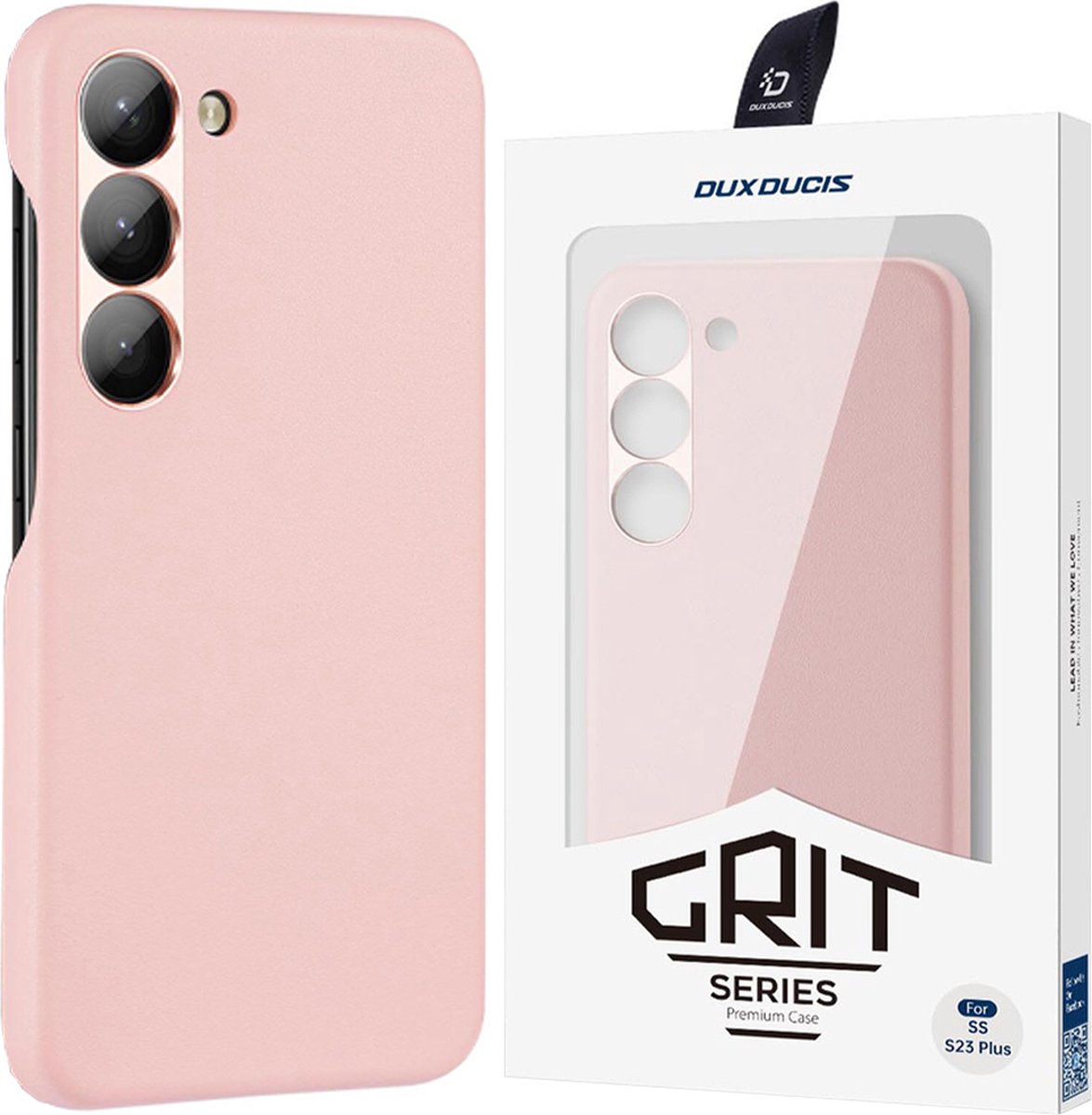 Dux Ducis Grit Samsung Galaxy S23+ Elegant Faux Leather Cover Pink