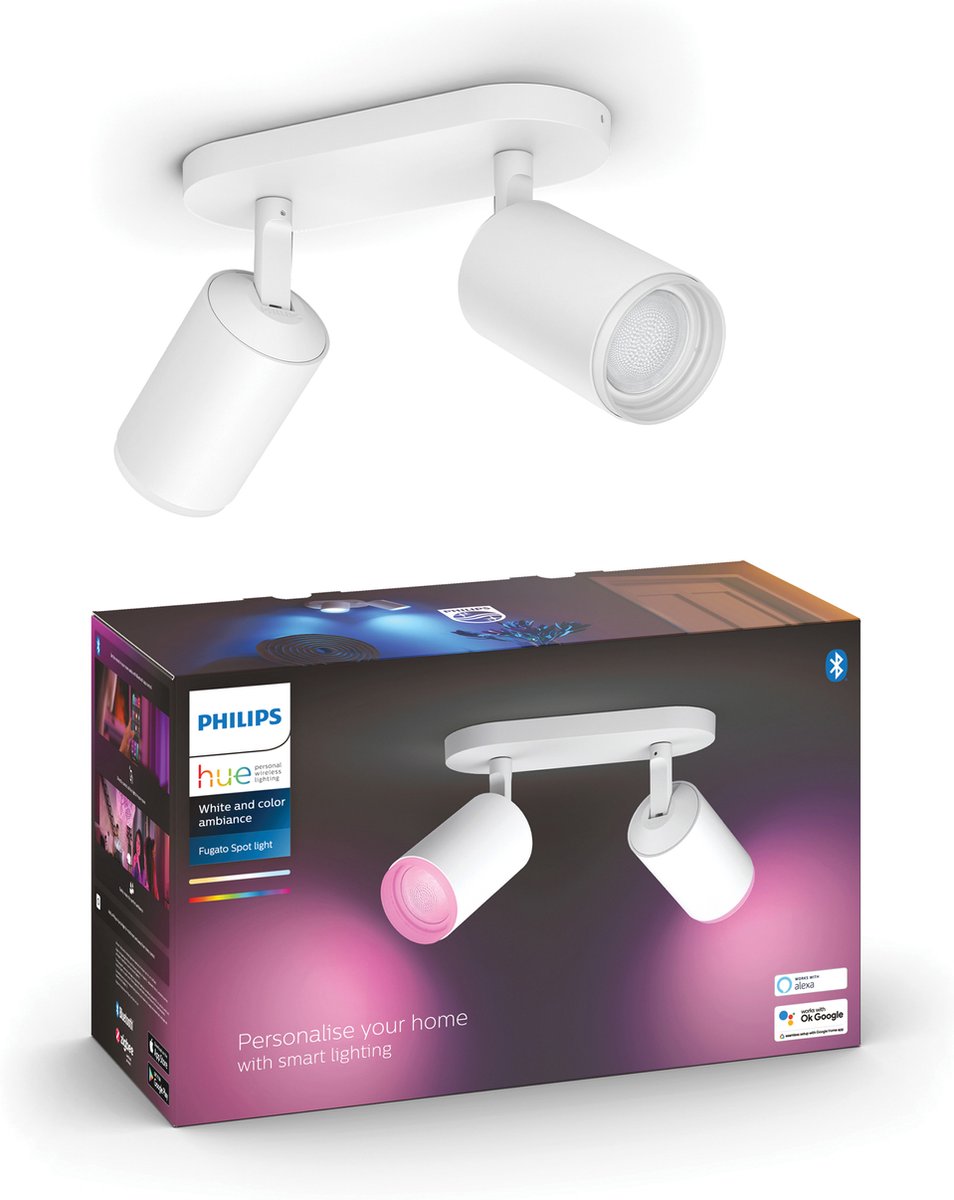 Philips Hue Fugato Plate/Spiral 2x5.7W Spots - White