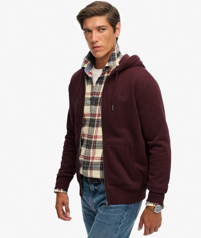 Superdry Herren Essential Logo Zip-hoodie mit Angerauter Innenseite Purple - Größe: Xxl