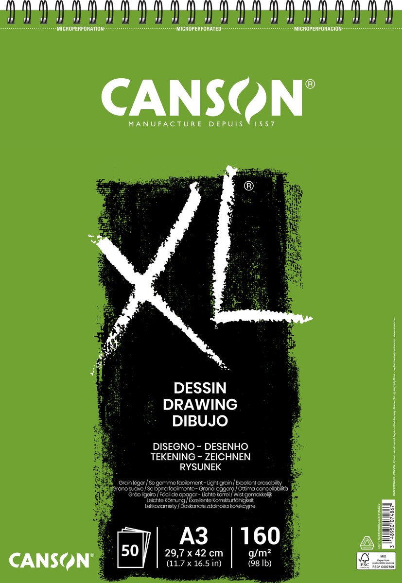 Canson XL Dessin LG A3 160G Spiral 50 SH