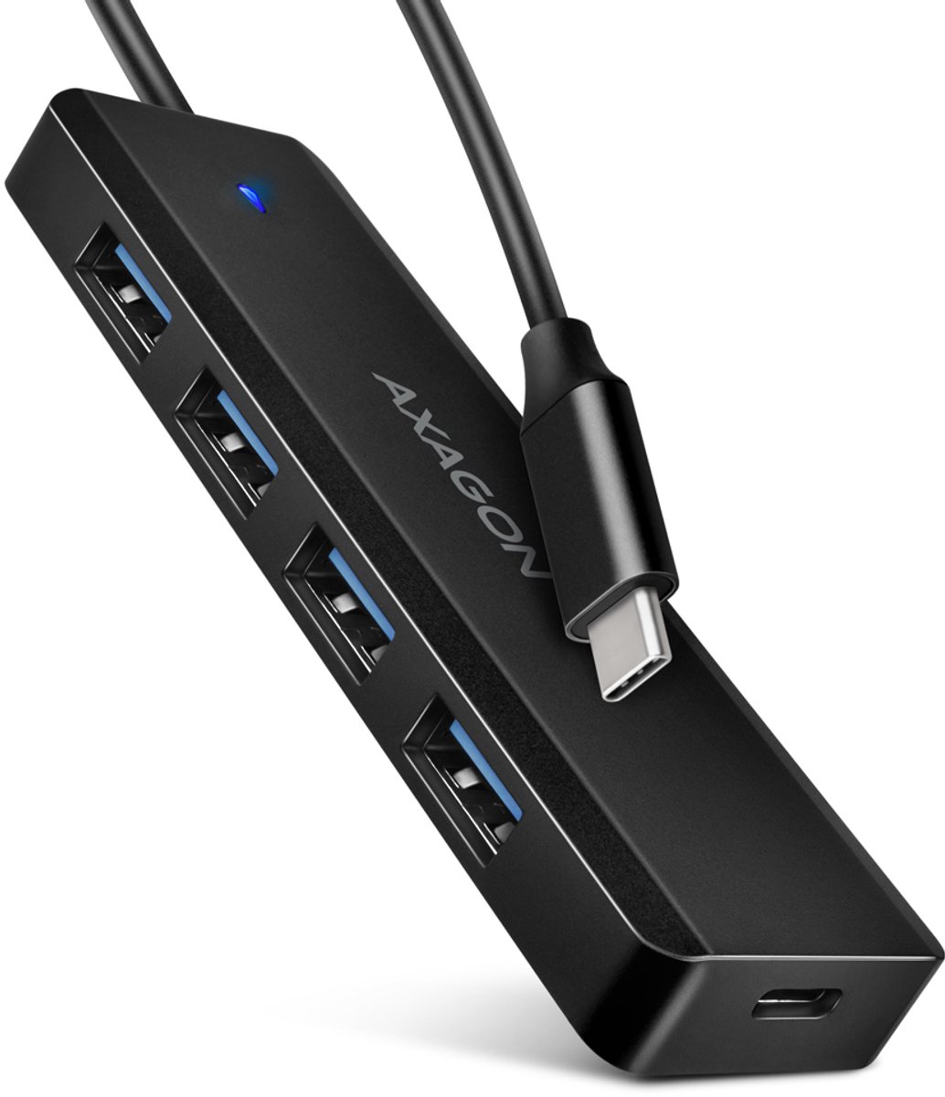 AXAGON SuperSpeed USB-C resehub USB Hub - USB 3.2 - 4 porte - Svart
