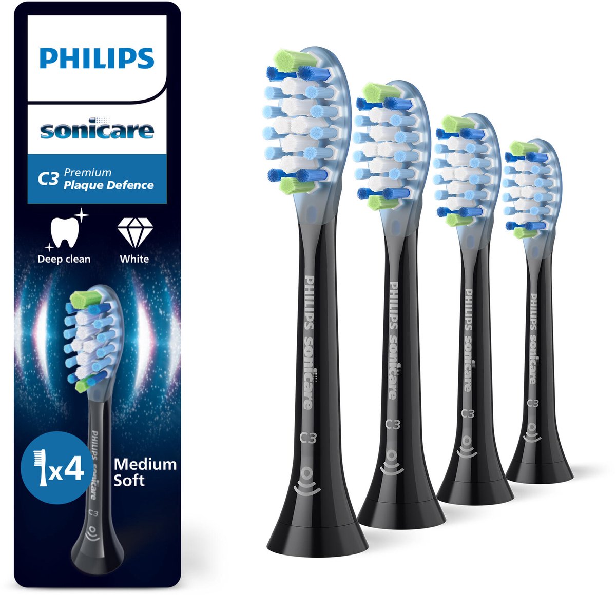 Philips Borsthuvuden Sonicare Premium Plaque Defence- black - 4pcs
