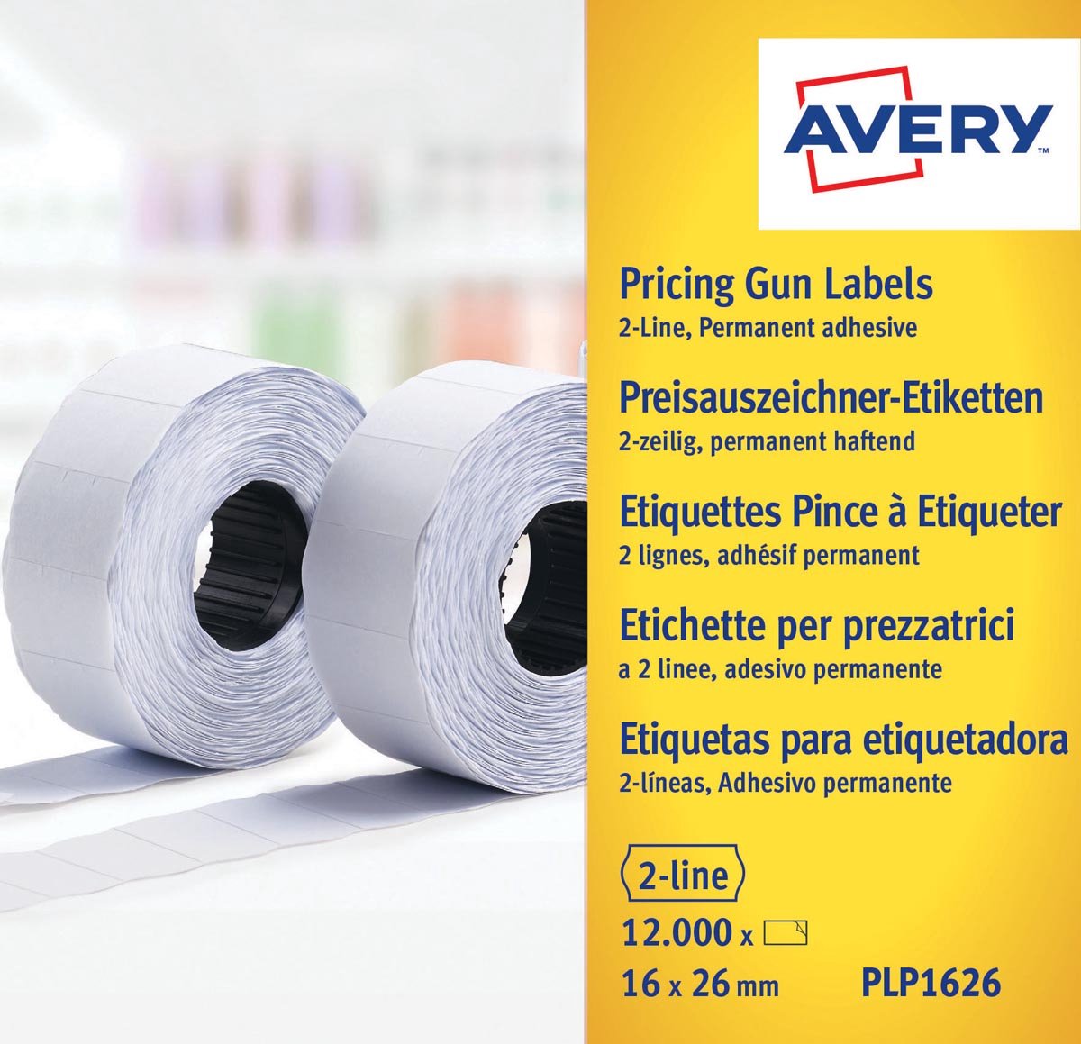 Avery vita permanenta prisetiketter, 26 x 16 mm, Permanent
