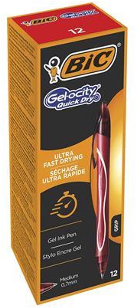 BIC Gel-ocity Quick Dry Gel Tintenroller Medium 0,4mm Rot 12 Stück