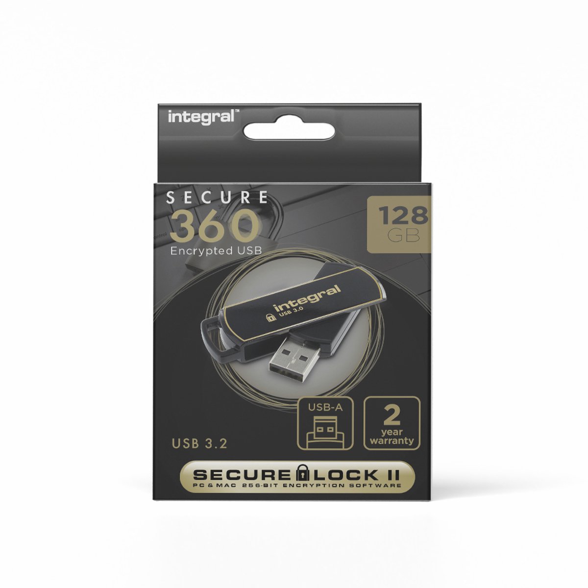 Integral USB 3.0 USB-Stick Secure 360 128 GB Schwarz, Gold