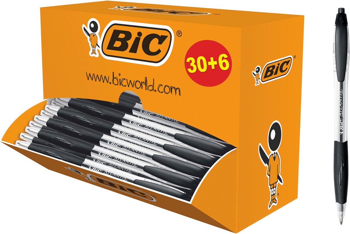 BIC Atlantis Classic Kugelschreiber Blau Mittel 0.4 mm Nachfüllbar 36 Stück