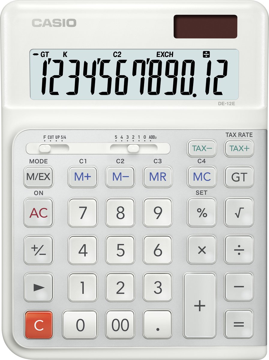 Casio Tischrechner DE-12E-WE 12-stelliges Display Weiß