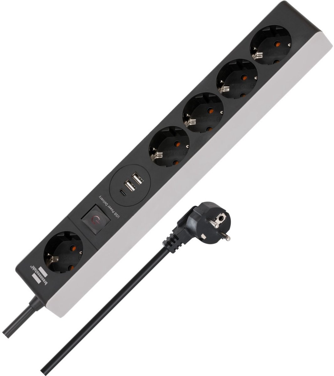 brennenstuhl Steckdosenleiste mit USB-C 1159780615 5-fach 1,5 m Schwarz, Grau
