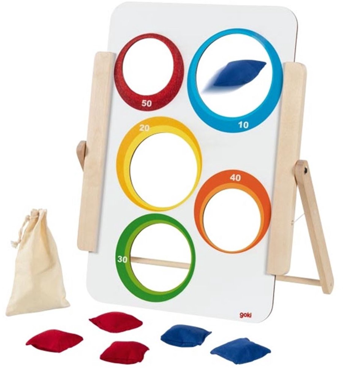 Goki - Wooden Throwing Game Bag Throwing 8pcs.