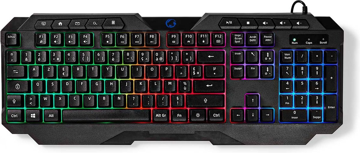 Nedis Gaming-Tastatur, kabelgebunden, AZERTY (FR) Schwarz GKBD110BKFR