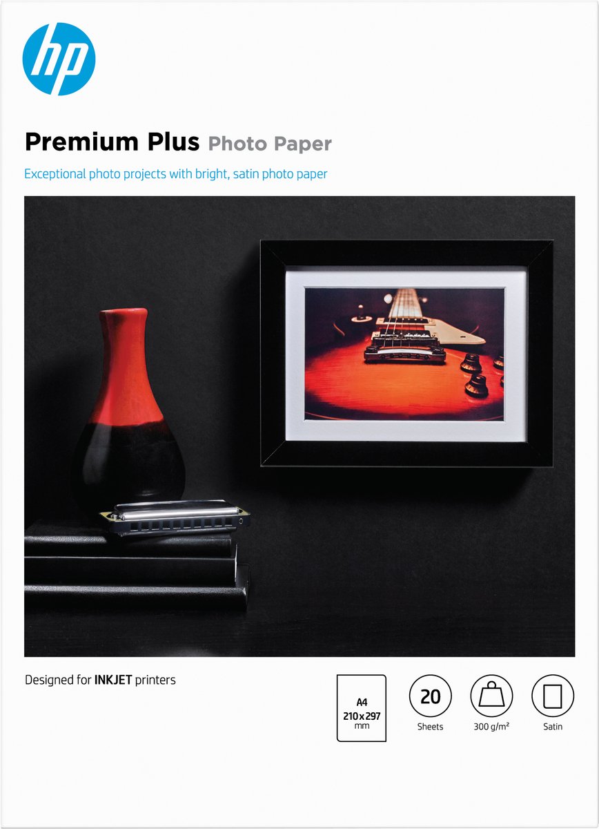 HP Inkjet Premium Plus Fotopapier Glänzend DIN A4 300 g/m² Weiß 20 Blatt