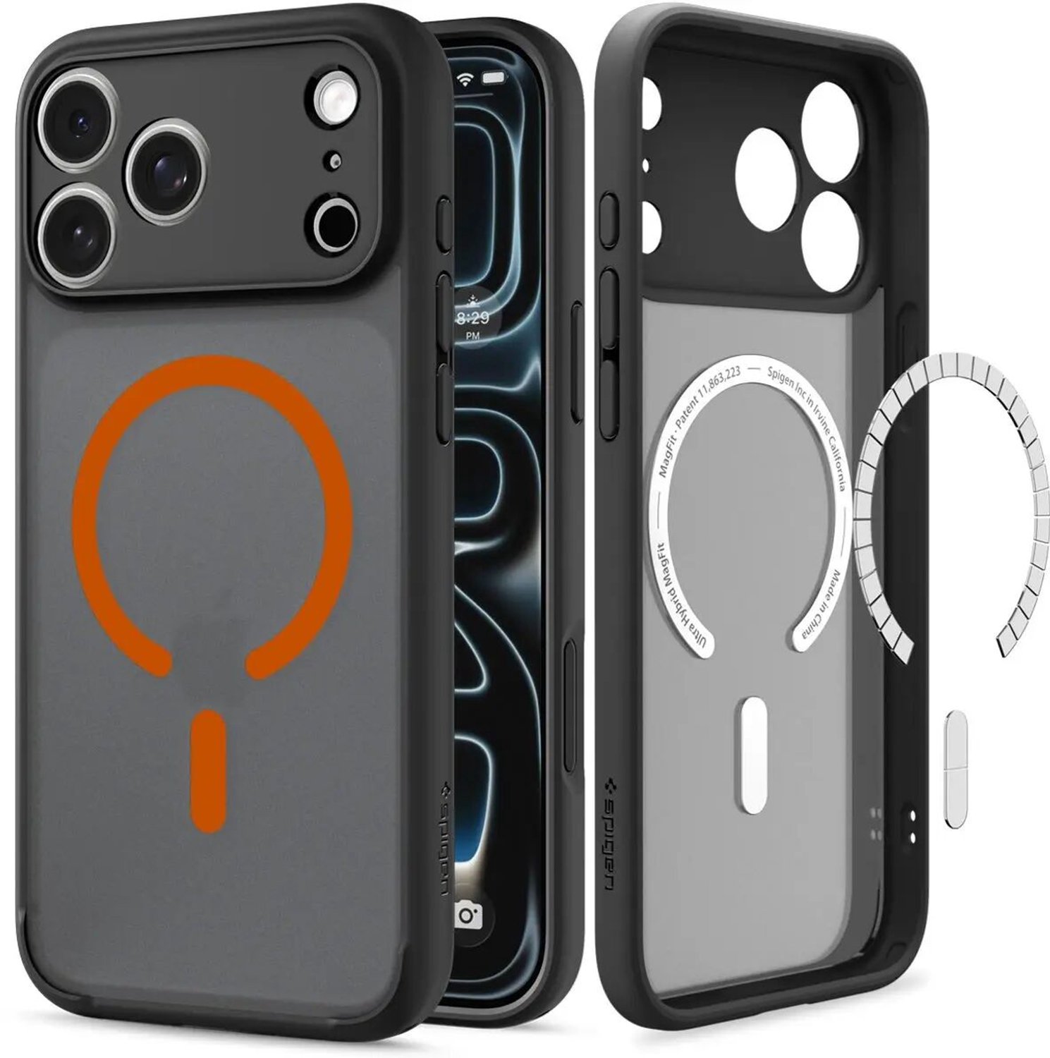 Spigen Ultra Hybrid MagSafe - frost black orange - iPhone 18 Pro/17 Pro
