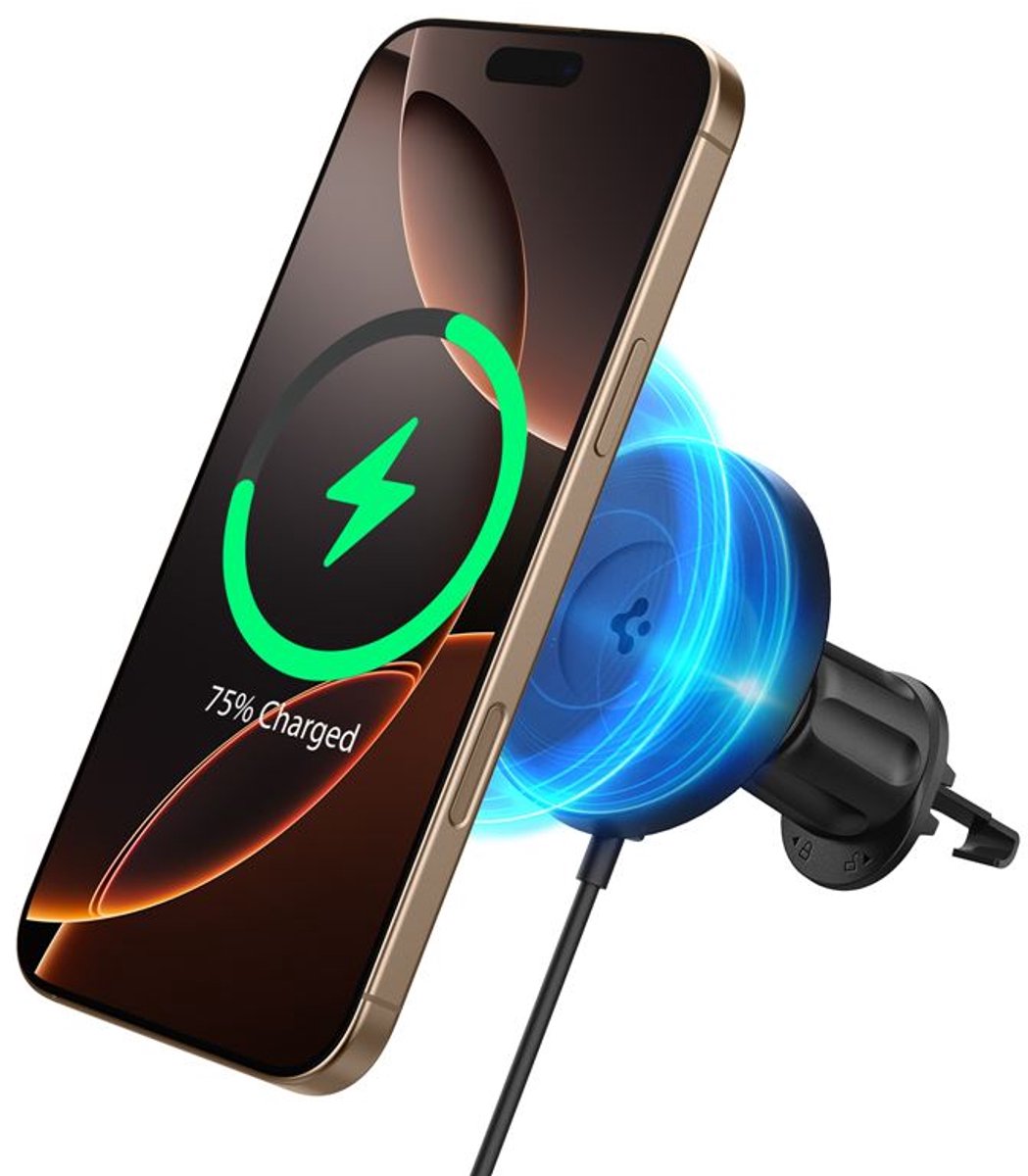 Spigen OneTap Pro 4 MagSafe Car Mount Charger - black - Wireless / AirVent Hook