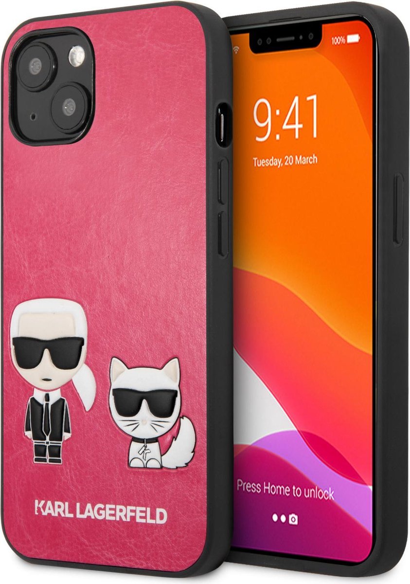 Karl Lagerfeld Ikonik Karl&Choupette iPhone 13 mini case - fuchsia