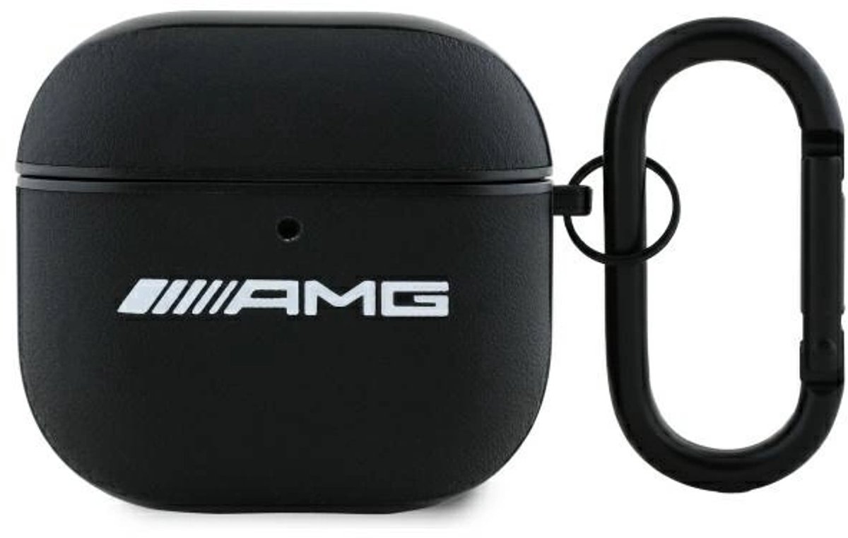 Mercedes AMG Leather White Logo Case for AirPods 4 - Black / White