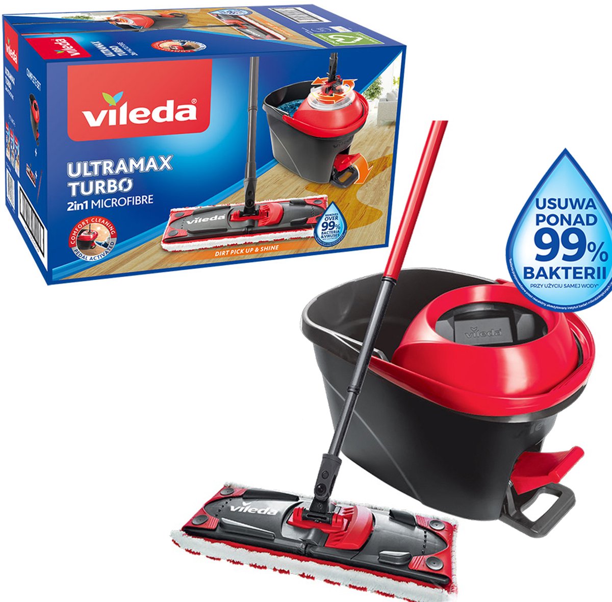 Vileda easy wring ultramat fladmoppe med spinner spand
