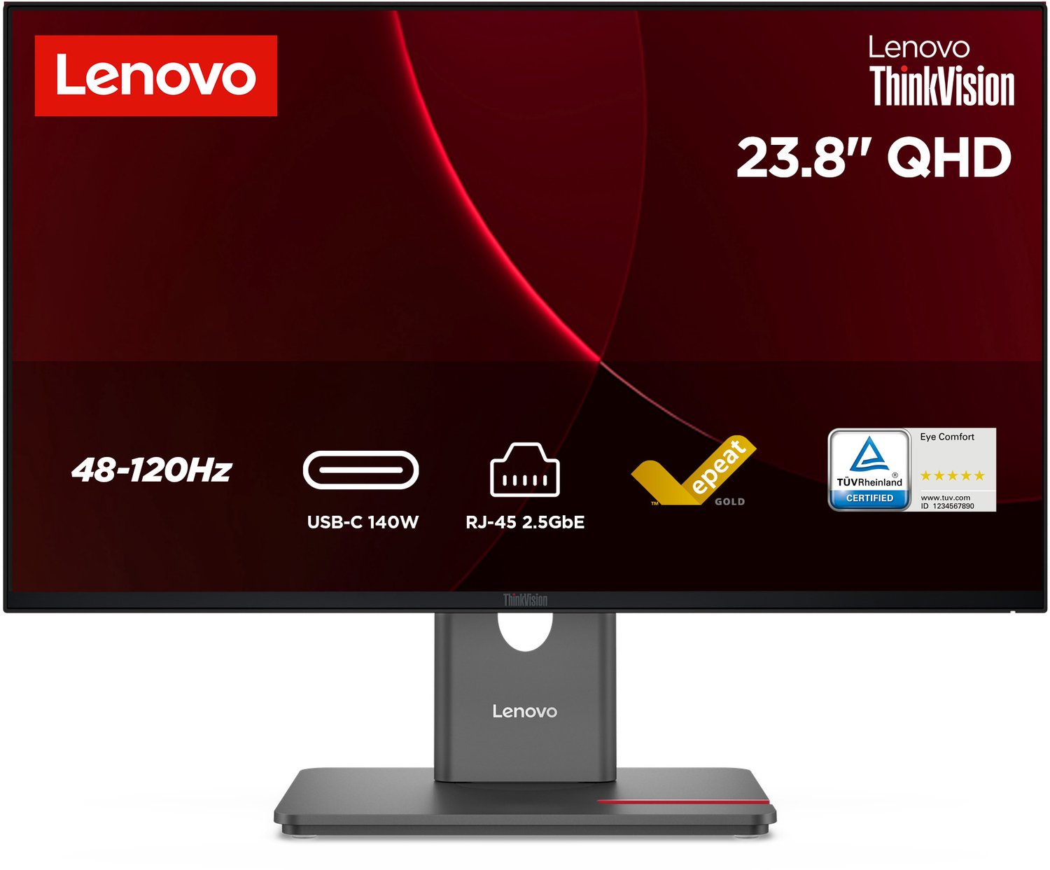 24" Lenovo ThinkVision P24QD-40 - 2560x1440 (QHD) - 120Hz - IPS - KVM switch