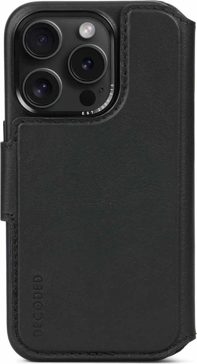Decoded Leather Detachable Wallet for iPhone 15 Pro Black