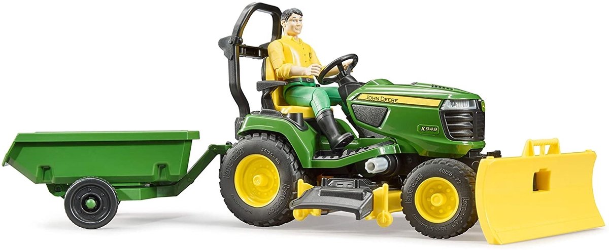 Bruder bworld John Deere gräsklippare med släp leksak