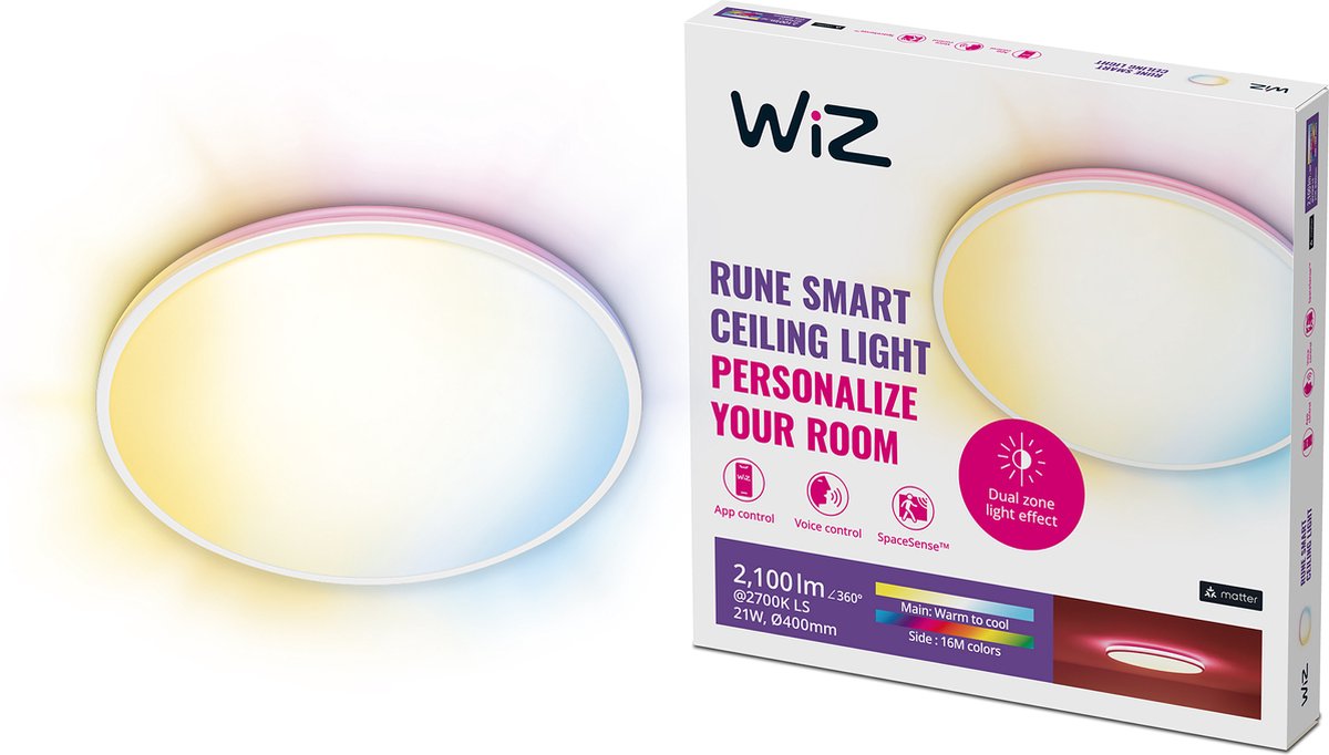 WiZ Rune Smart Loftslampe, 21W, Justerbar hvidt & farvet lys