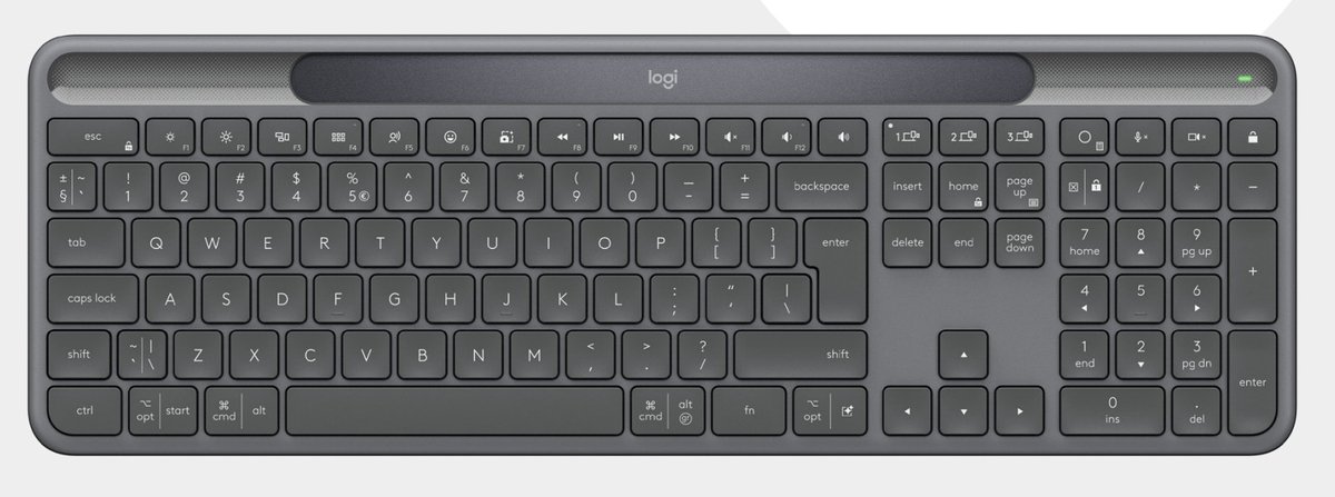 Logitech K980 Signature Slim Solar+ for Business - Tastatur - Tysk - Grå