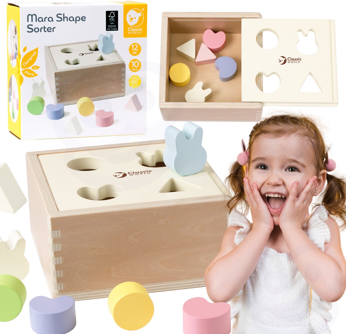 Classic World Wooden Shape Sorter Mara 10pcs.