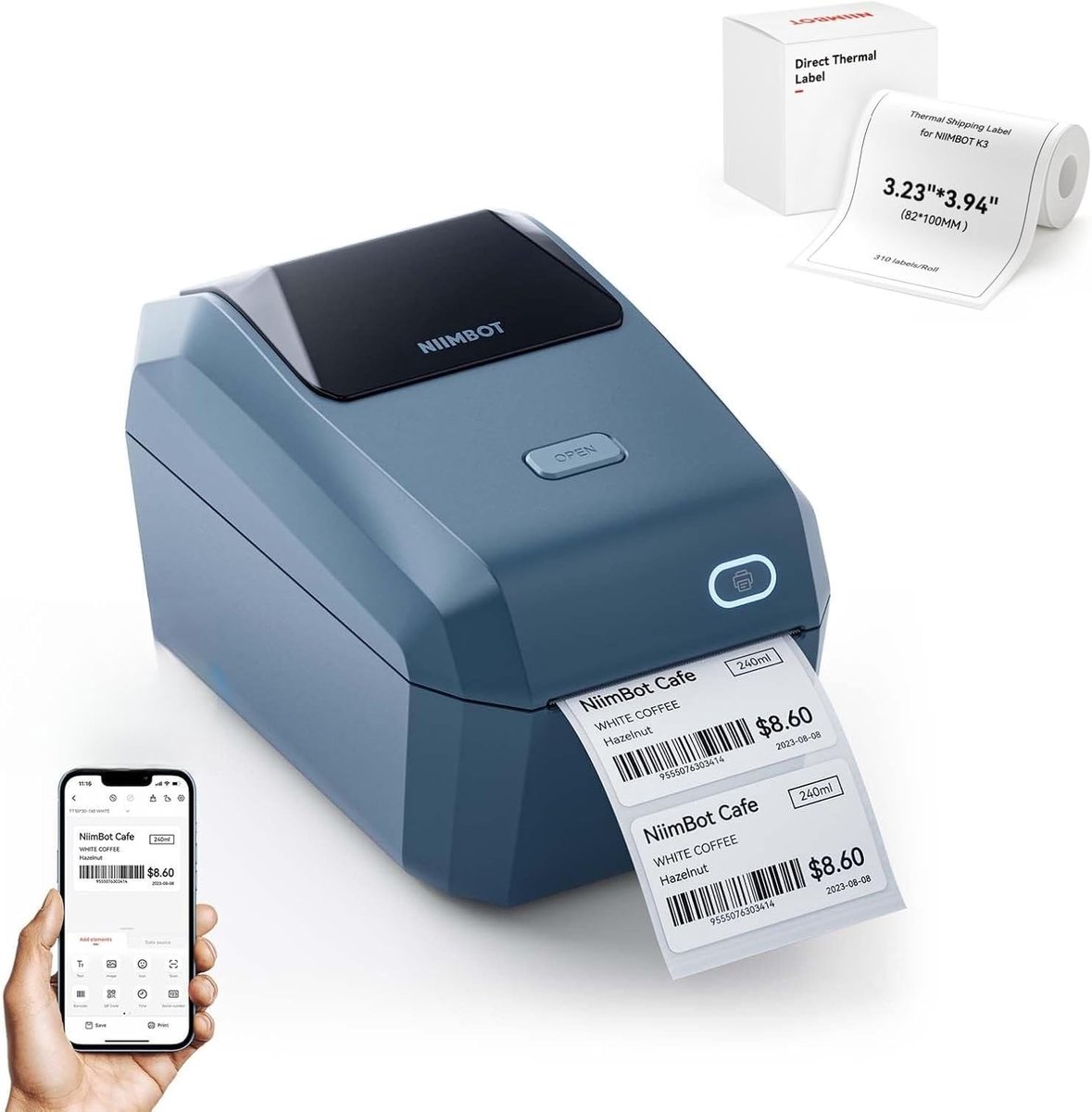 NIIMBOT K3W portable label printer (blue)